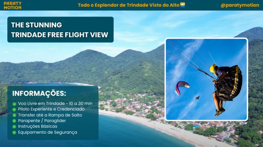 VOO LIVRE DE PARAPENTE EM TRINDADE: O MAR E A NATUREZA INTOCADA VISTOS DO ALTO
